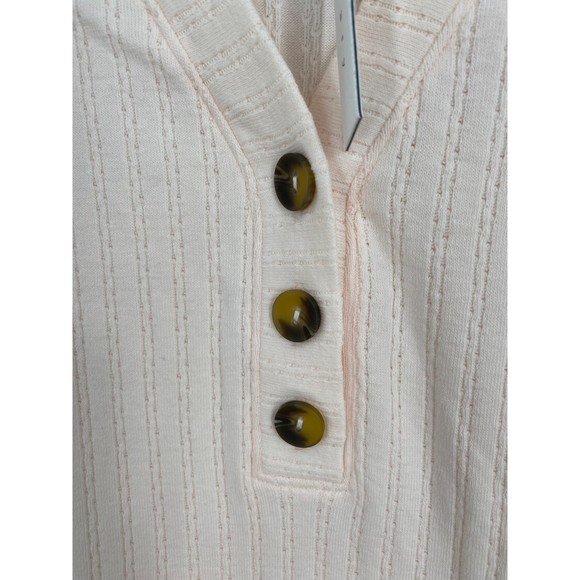 Sanctuary NWT Aiden Button Up Top Pointelle Henley Long Sleeve Pink Small New - Picture 4 of 8